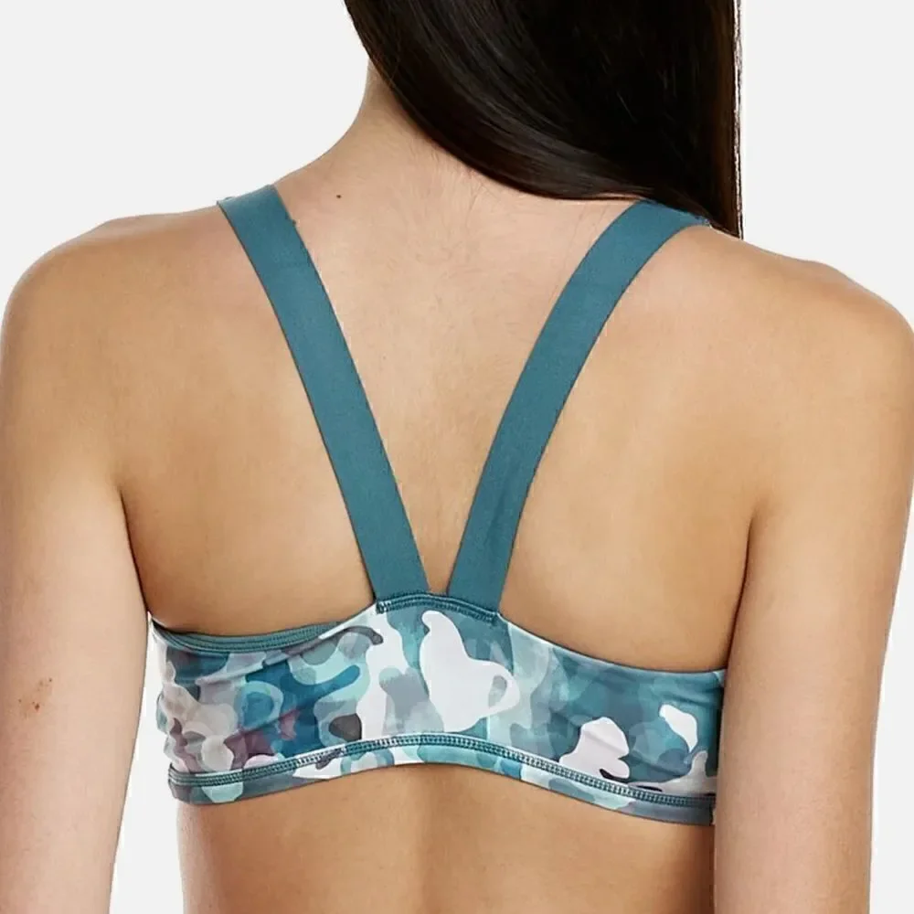 NWT Spanx Printed Low Impact Sports Bra M Camouflage Green Padded Slip On Low